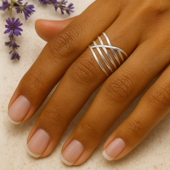 🆕 Modern Chic Crisscross Ring 18K Gold Plated Stainless Steel Adjustable Band - Picture 3 of 10